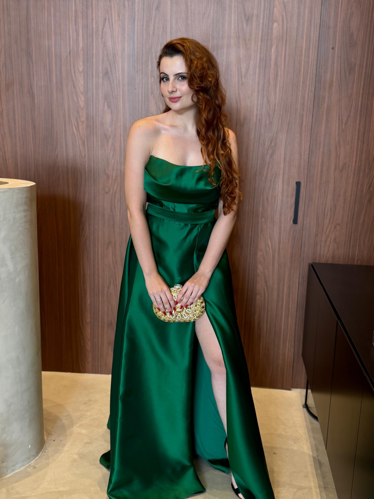 Vestido longo verde esmeralda